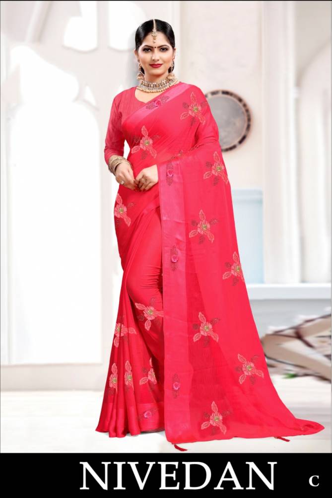 Ronisha Nivedan Festive Wear chiffon patta designer Saree Collection